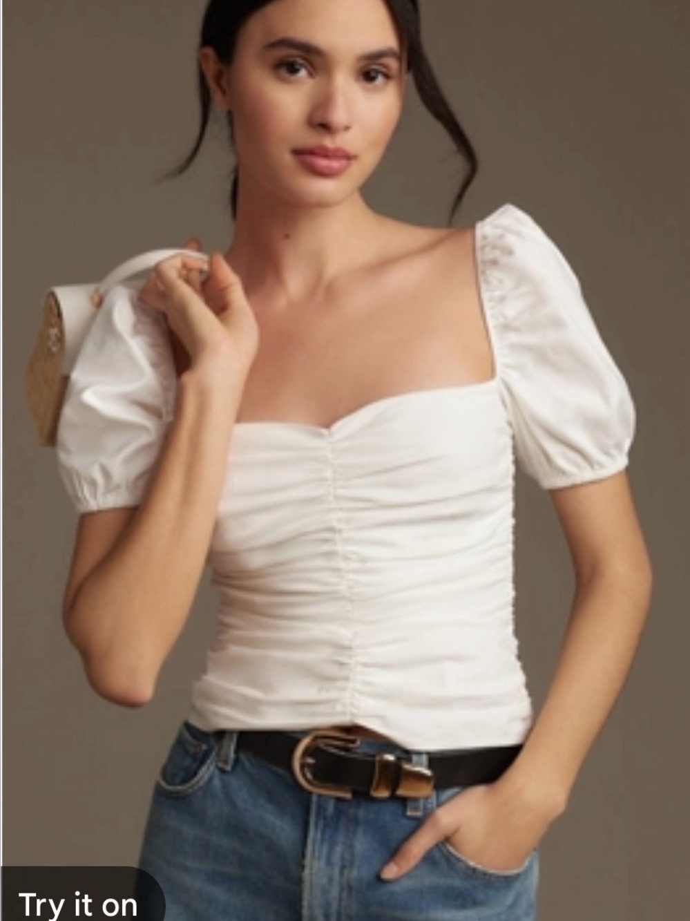 Reformation white cap sleeve ruched top size 0. Worn once